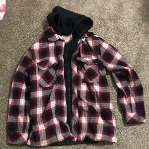 Boston Traders Red and Black Plaid Raincoat